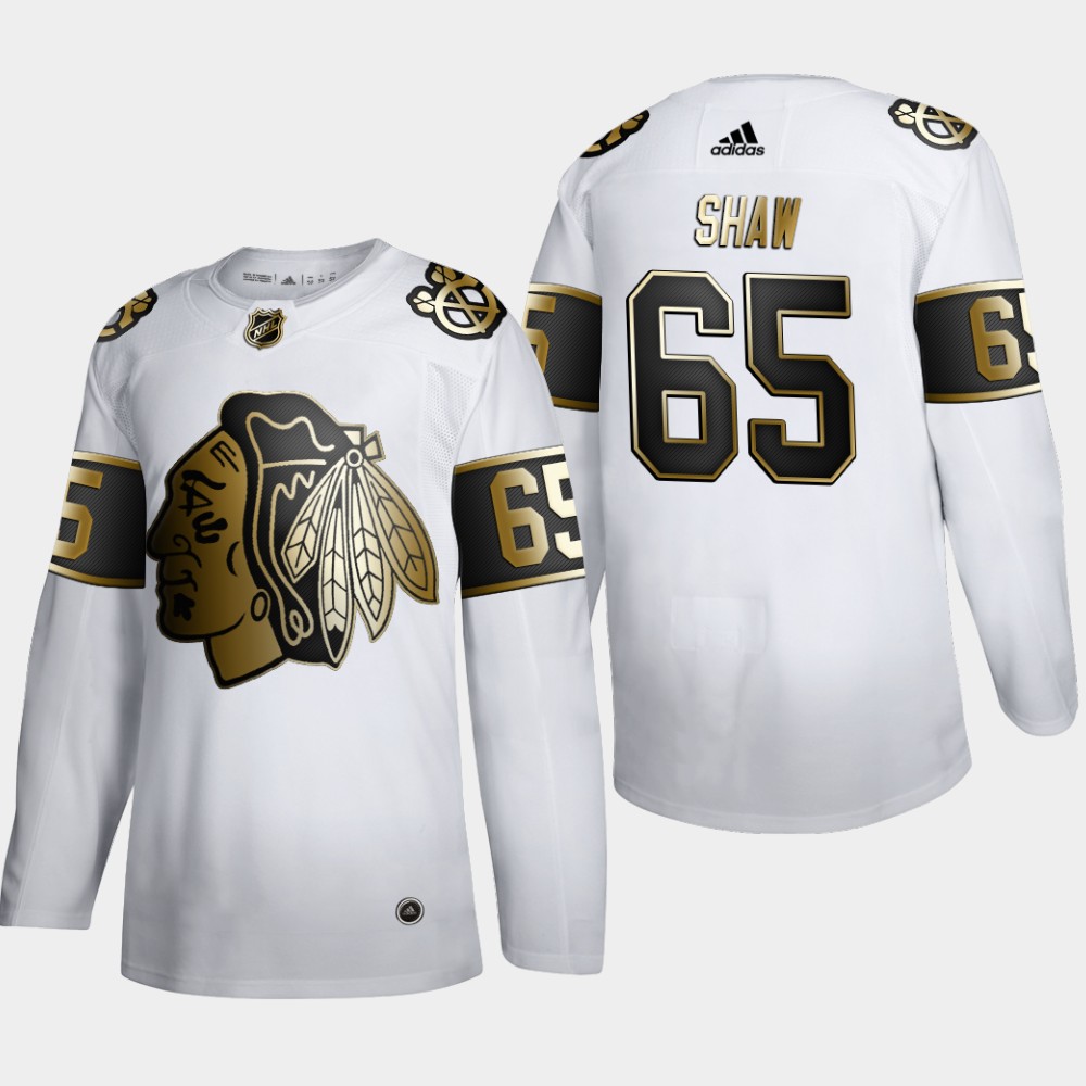 Chicago Blackhawks 65 Andrew Shaw Men Adidas White Golden Edition Limited Stitched NHL Jersey